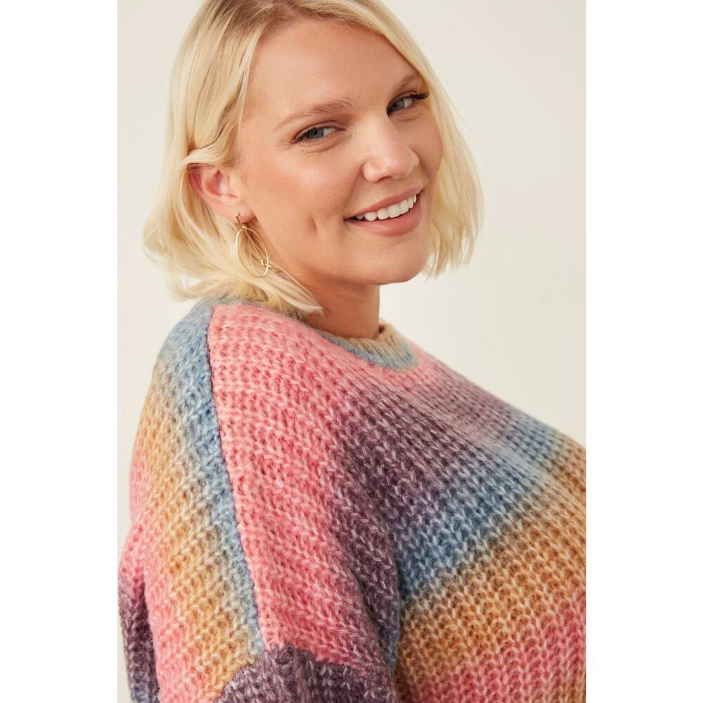 HAYDEN Paige Plus Ombre Rainbow Chunky Knit Sweater 1X - Picture 3 of 5